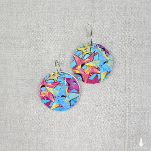 6680 kolorowe, niepowtarzalne, duże, dwustronne kolczyki; gwiazdy