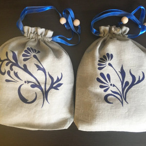 Woreczki z lnu ręcznie malowane