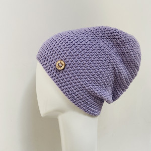 Czapka całoroczna przejściowa cienka bawełna S/M unisex lawenda