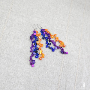 6672 długie, fioletowe, granatowe, pomarańczowe kolczyki