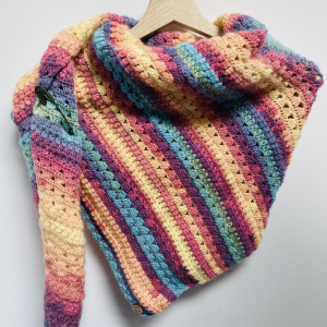 Ciepła chusta asymetryczny kolorowy szal z wełną merino