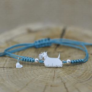 Terier szkocki - bransoletka z psem, srebro 925