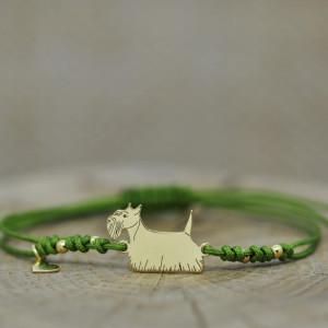 Terier szkocki - bransoletka z psem, srebro 925 pozłacane