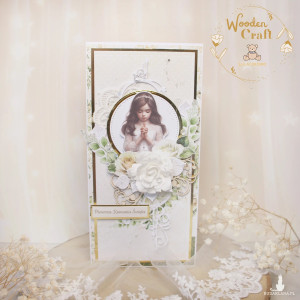 Kartka komunijna pamiątka pierwszej komunii świętej "WhiteRoses2" GOTOWA