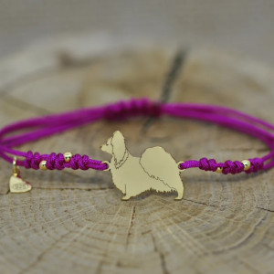 Spaniel kontynentalny Papillon - bransoletka z psem, srebro 925 pozłacane