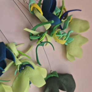 Kolczyki kwiaty zielono-granatowe lekkie