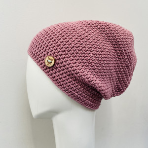 Czapka całoroczna przejściowa cienka bawełna S/M unisex brudny róż