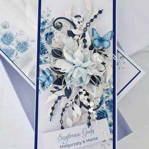 Elegancka kartka na 45. rocznicę – Szafirowe Gody, w pudełku, personalizacja