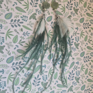 Kolczyki kamienie piora zielone