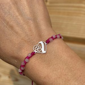 Łapa / łapka w sercu - bransoletka, srebro 925