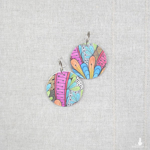 6688 kolorowe, niepowtarzalne, duże, dwustronne kolczyki;