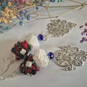 Kolczyki  ażur i białe róże