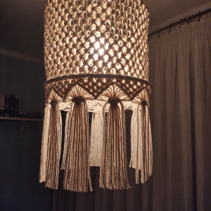 Abażur makramowy  w stylu Boho w kolorze naturalnym