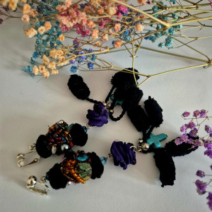 Klipsy pompony Boho zwariowane lekkie