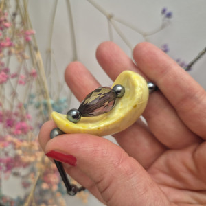 Naszyjnik boho ecru z czarnym