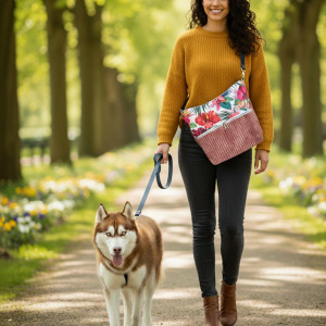 Torebko-plecak 2w1 z kwiatowym wzorem i sztruksem Tp01