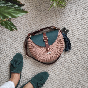 torebka na szydełku oreo maxi dodatki ze skóry naturalnej