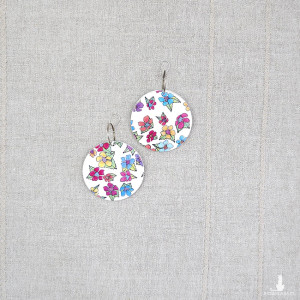 6703 kolorowe, niepowtarzalne, duże, dwustronne kolczyki; kwiaty