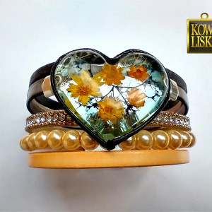 Maja - bransoleta z żywicy i rzemieni