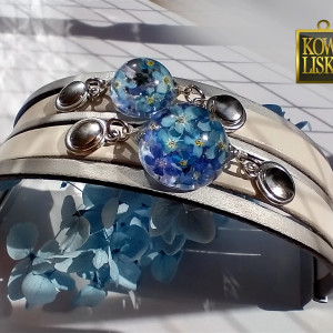 Niezapomniane II - bransoleta z żywicy i rzemieni