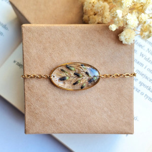 Bransoletka z żywicy z suszonymi kwiatami lawendy