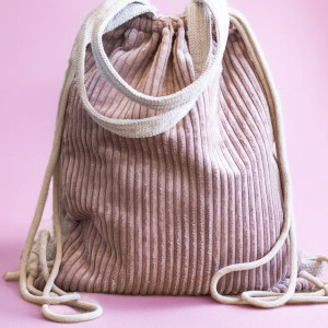 Sztruksowa pudroworóżowa plecak torba 2w1