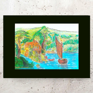 retro plakat A4, vintage plakaty do domu, mały obrazek z pejzażem, żeglarski obrazek A4, rustykalny obrazek 21x30, żeglarski plakat A4, obrazek w stylu żeglarskim, plakat w stylu rustykalnym,