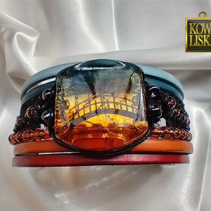 Verona - bransoleta z żywicy i rzemieni