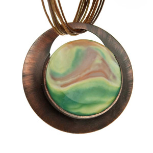 Miedziany naszyjnik w wiosennych kolorach c834