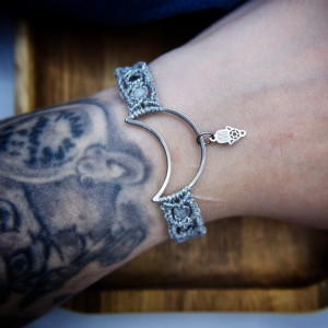 Bransoletka. Księżyc. Luna. Kamienie Naturalne. Makrama.