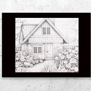 biało czarne plakaty A4, skandynawskie plakaty, dom plakat, chatka plakat rustykalny, retro plakat A4, plakat z chatką, plakat z domkiem, plakat z ogrodem, vintage plakaty do domu, posters a4