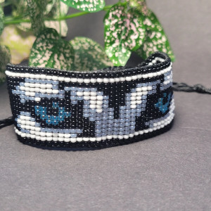 Bransoletka uniseks "Oczy Husky" z koralików szklanych Preciosa z regulowanym zapięciem