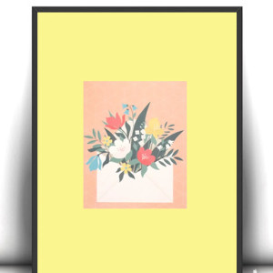 kwiatki plakaty A4, boho plakaty, vintage plakaty na ścianę, retro plakat A4, małe plakaty do domu, list plakat, plakat z listem, plakat do bira, plakat do przedpokoju