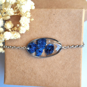 Bransoletka z żywicy z suszonymi kwiatami gipsówki