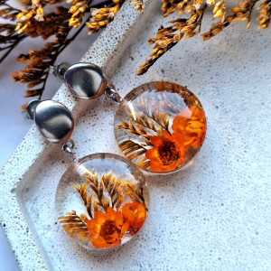 Kolczyki z suszonymi kwiatami