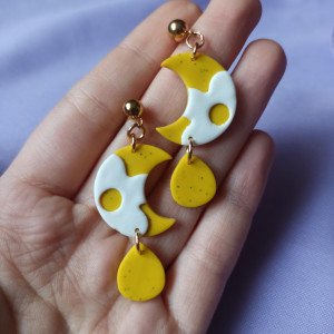 Kolczyki z gliny polimerowej księżyc