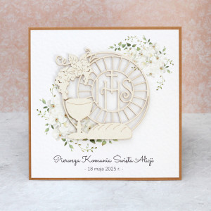 Kartka na komunię / chleb i wino