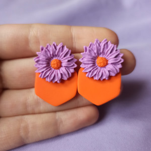Kolczyki z gliny polimerowej kwiaty