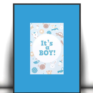 pastelowy plakat dla chłopca, mały plakat do pokoju chłopca, chłopiec plakat A4, małe plakaty dla dzieci, its a boy plakat, hygge posters A4, niebieski plakat z napisem