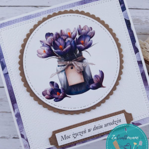 Kartka urodzinowa (lub na inną okazję) z bukietem krokusów