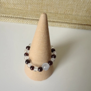 Pierścionek Ochronny Granat Chalcedon Kryształ górski