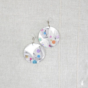 6720 kolorowe, niepowtarzalne, duże, dwustronne kolczyki; kwiaty