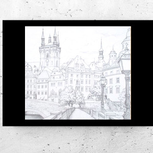 domy plakat A4, czarno biały plakat z miastem, podróże plakat, pejzaż plakat 21x30, uliczka plakat w stylu vintage, architektura plakat, ładne plakaty do biura, retro posters A4