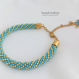 Bransoletka turkusowo-złota