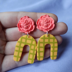 Kolczyki z gliny polimerowej zielona krata