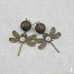 6731 długie kolczyki w stylu vintage; ważki