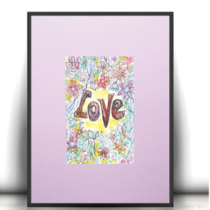 love obrazek A4, love plakat A4, mały plakat na ścianę, pastelowy plakat z napisem love, boho posters A4, małe plakaty do domu, plakaty do małych ramek, obrazek do kuchni