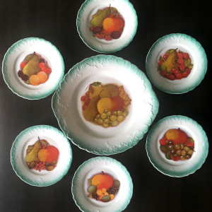 Bardzo stary komplet deserowych talerzyków - Ćmielów