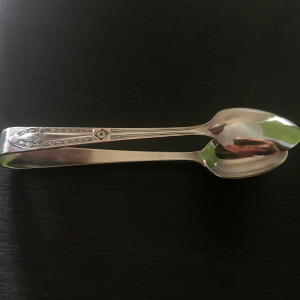 SREBRZONE SZCZYPCE DO CUKRU W STYLU ART-DECO