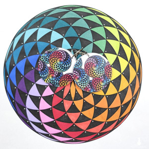 6738 kolorowe, niepowtarzalne, duże, dwustronne kolczyki; mandala